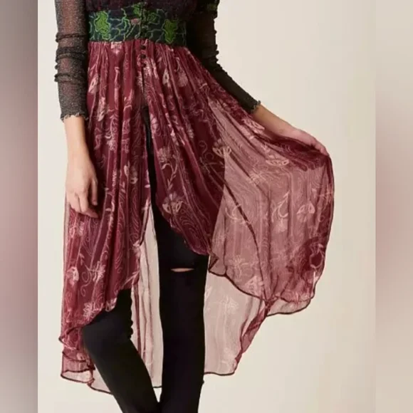 Free People Daisy Fields Sheer Floral Maxi Tunic Dress Size XS - Picture 5 of 10
